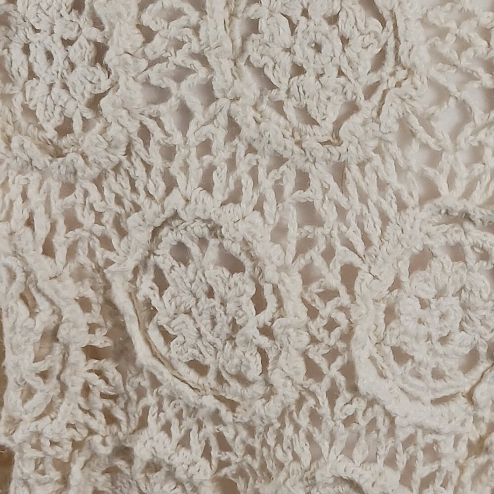 MODA INT'L Crochet Open Knit Cardigan, Cream, Size Medium, Cottagecore, Boho - Picture 4 of 16